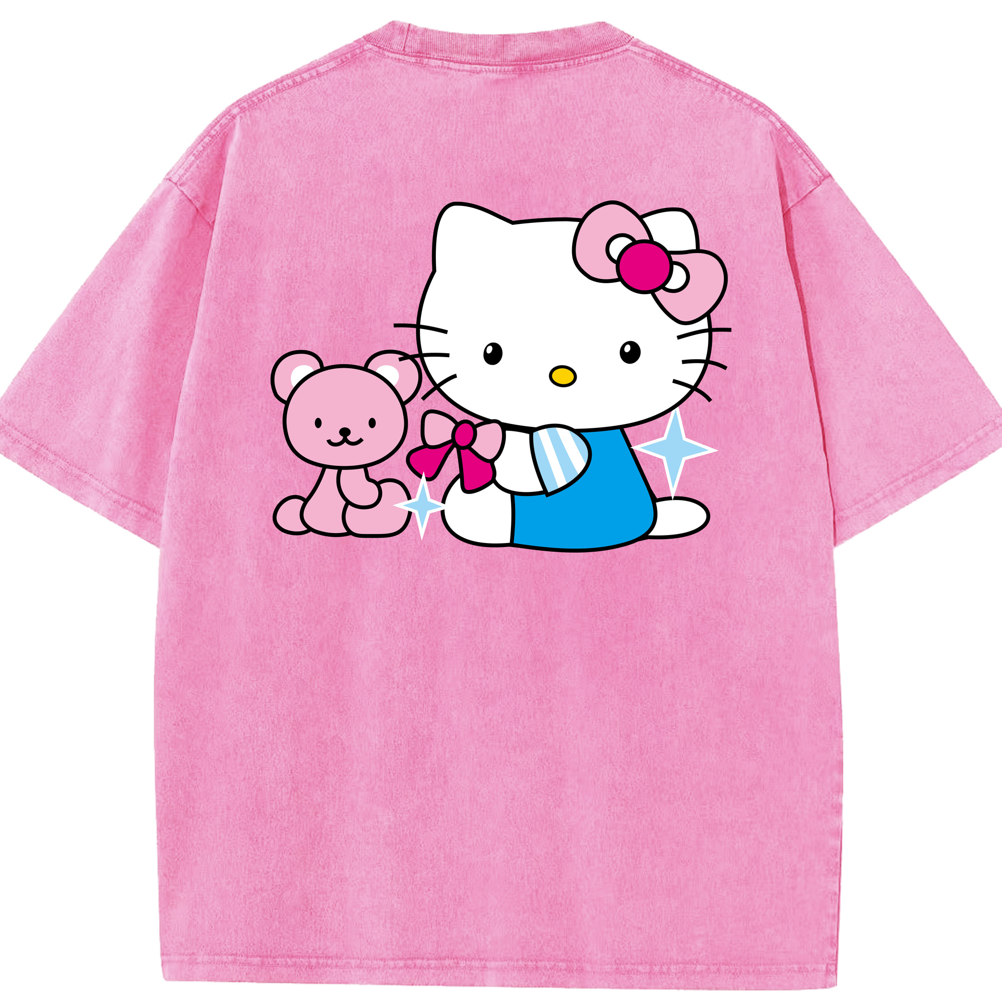 （画像用） Hello Kitty ハローキティ 綿100% ヴィンテージ風 半袖Tシャツ（背面プリント）